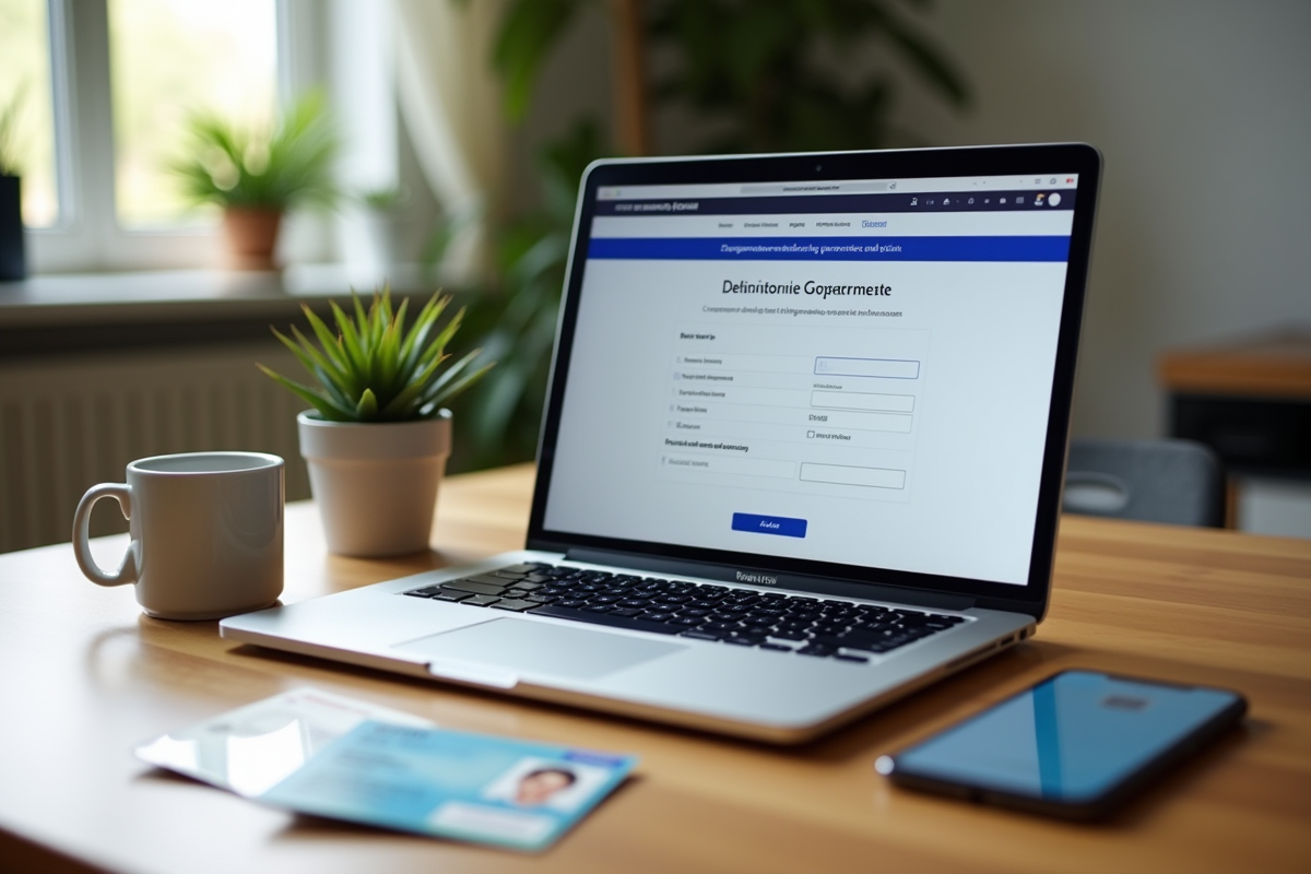 Espace de travail avec ordinateur et carte d