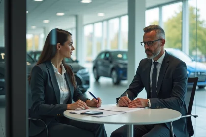 Homme d affaires en concession automobile en réunion