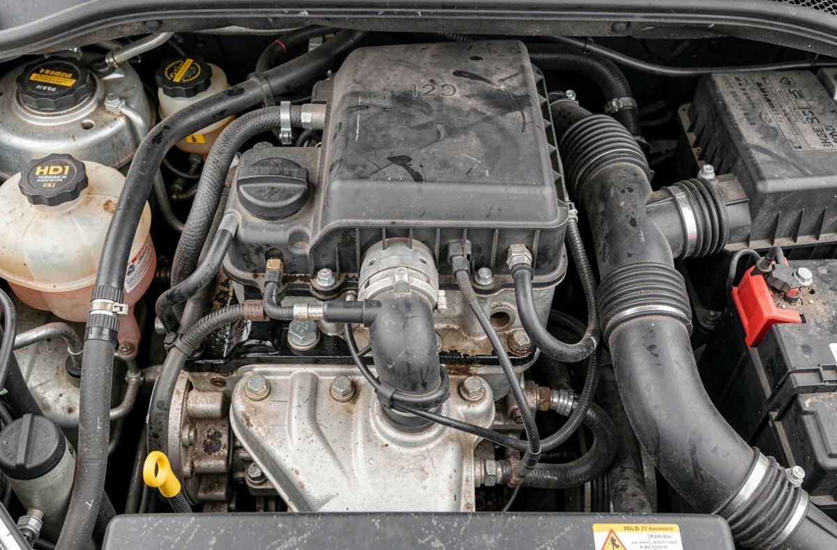 Détail du compartiment moteur 2 HDi 90 montrant les composants clés comme le filtre à huile et le filtre à air