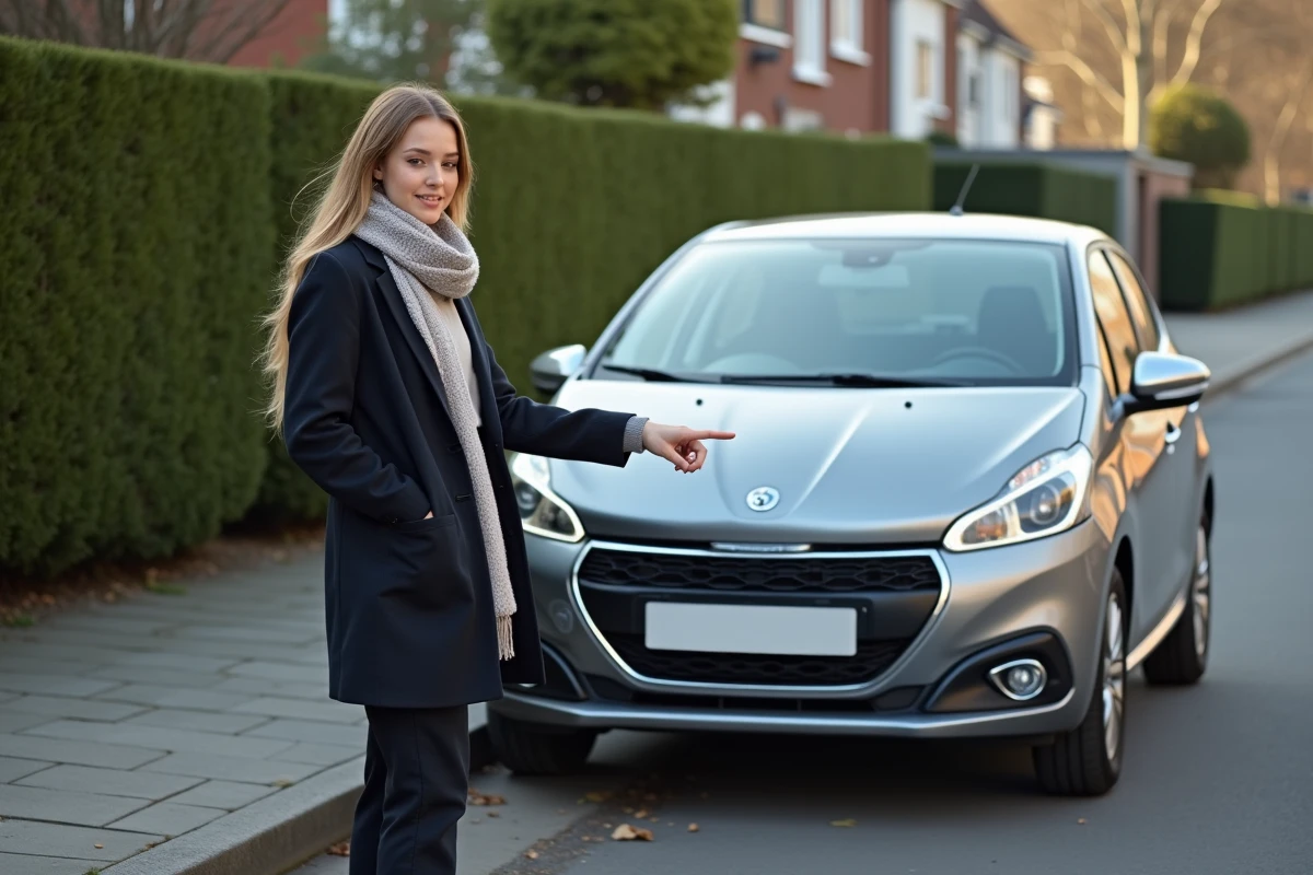 Jeune femme montrant l