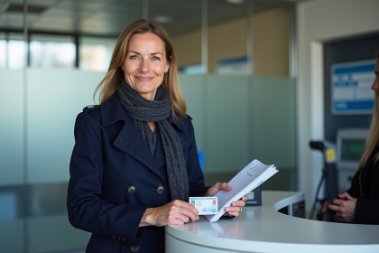 Femme française avec papiers officiels à la prefecture