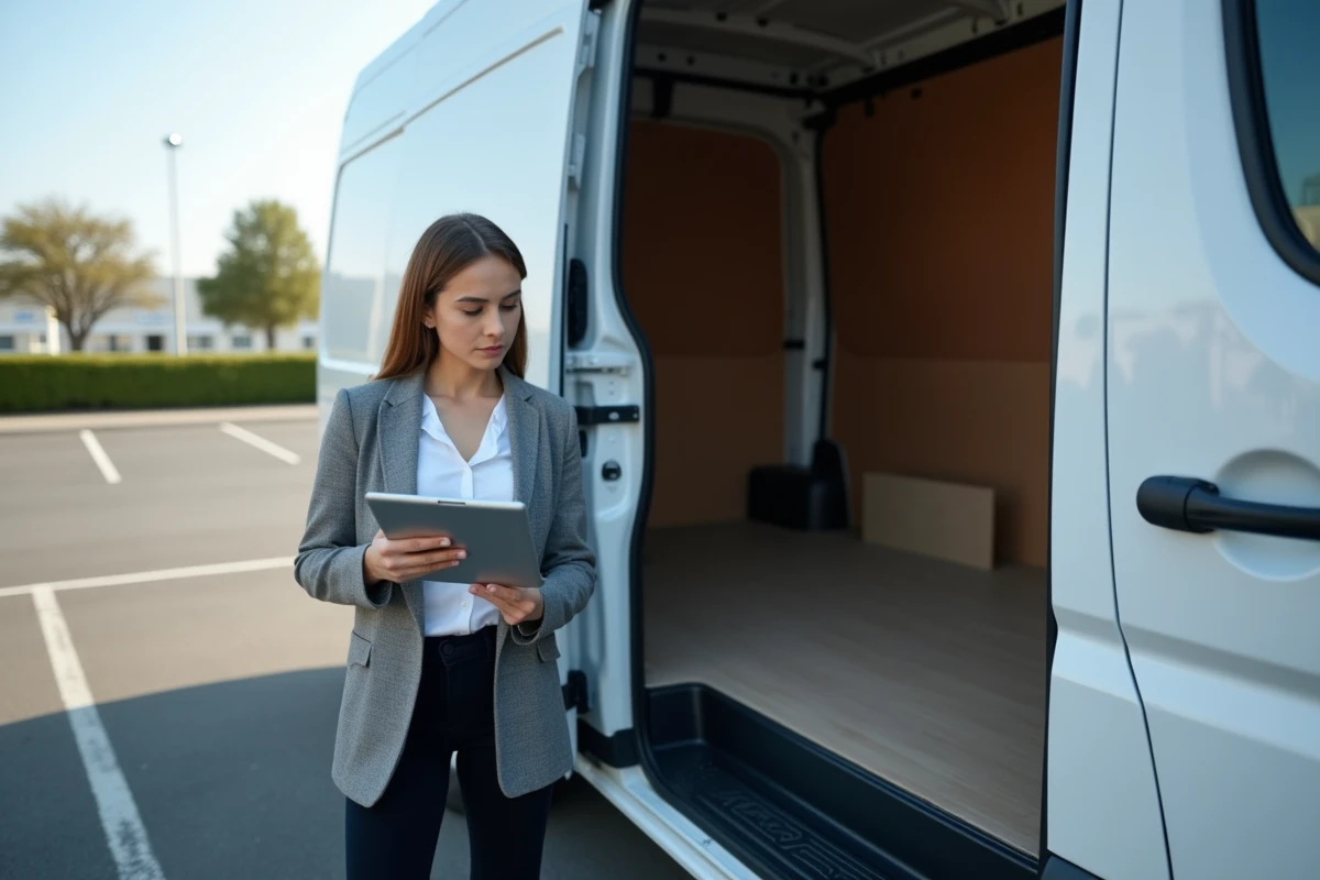 Jeune femme inspectant l