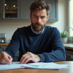 Demander une carte grise : validité photocopie et documents requis Homme vérifiant ses documents officiels à la maison