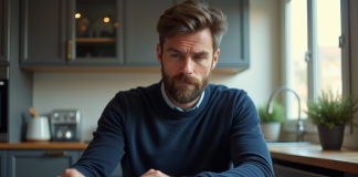 Homme vérifiant ses documents officiels à la maison