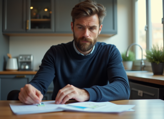 Demander une carte grise : validité photocopie et documents requis Homme vérifiant ses documents officiels à la maison