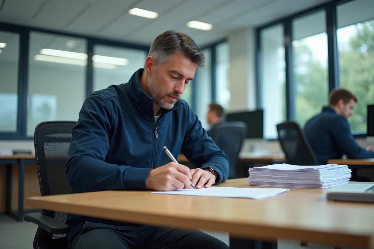 Homme d'âge moyen remplissant un formulaire de stationnement