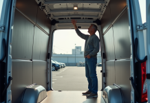 Hauteur intérieure camionnette : quel modèle est le plus spacieux ? Homme d'âge moyen dans une camionnette vide vue intérieure