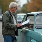 Prix cheval fiscal voiture plus de 10 ans : tarif et calcul en 2025 Homme d'environ 60 ans avec voiture en parking urbain