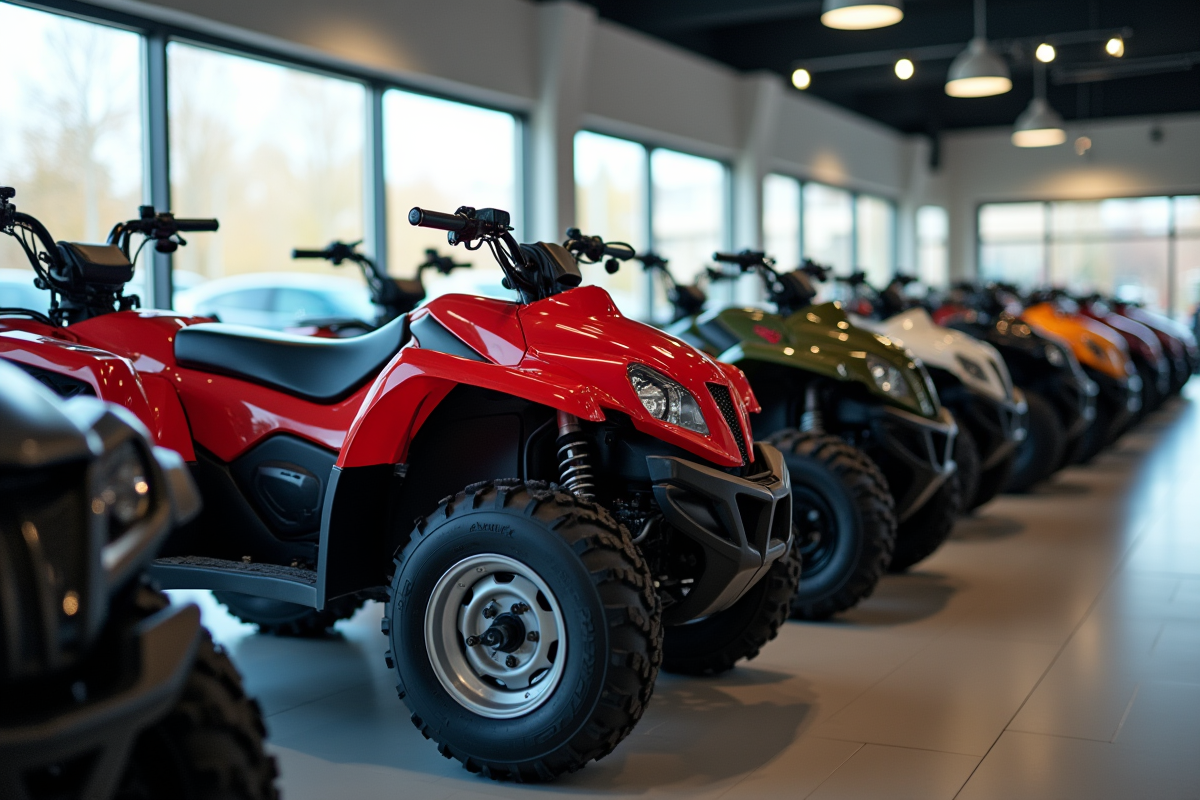 Plusieurs modèles de quad en concession avec lumière naturelle
