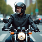 Motard invisible : pourquoi est-il parfois difficile à détecter ? Motard en ville portant un casque et veste noire sur sa moto