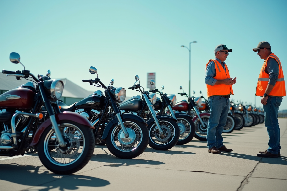 Motos classiques en contrôle extérieur avec propriétaire