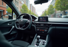 Peugeot 308 station wagon moderne sur une rue urbaine