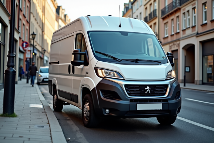peugeot-boxer-van-ville Véhicule Peugeot Boxer en ville en plein jour