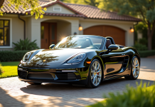 Porsche Boxster élégante sur une allée ensoleillée