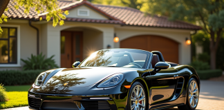 Porsche Boxster élégante sur une allée ensoleillée