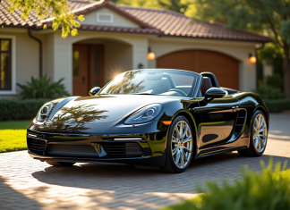 Porsche Boxster élégante sur une allée ensoleillée