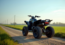 Quad moderne sur route de campagne en France