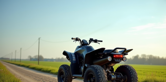 Quad moderne sur route de campagne en France