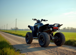 Quad moderne sur route de campagne en France