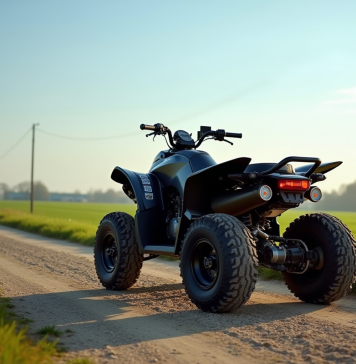 Quad moderne sur route de campagne en France
